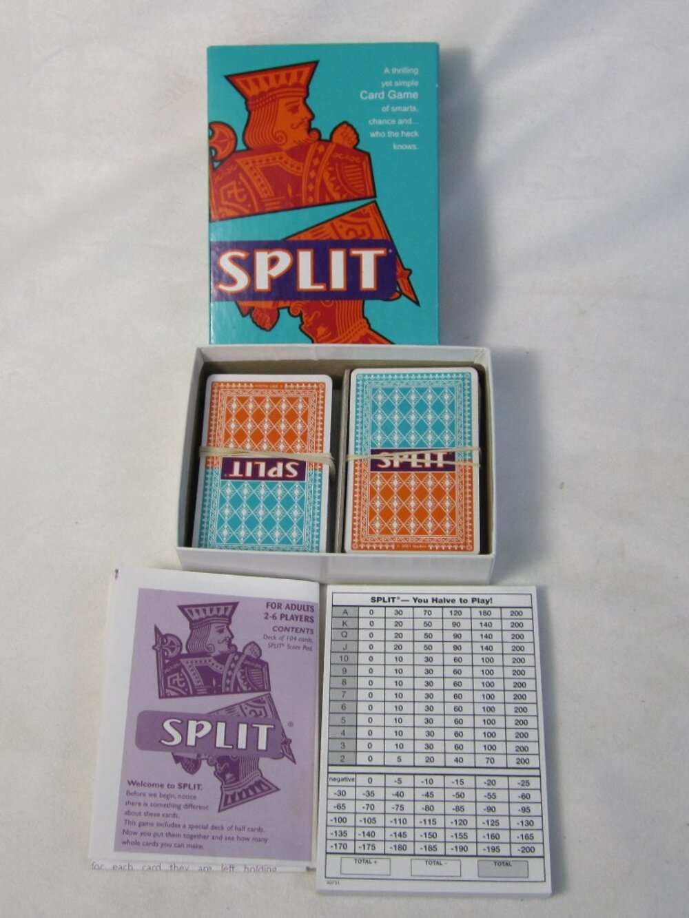 Parker Brothers Vintage Split Card Game 2001 Edition - Complete